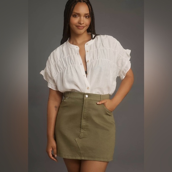 Pilcro Dresses & Skirts - PILCRO Denim Mini Skirt in Olive Green